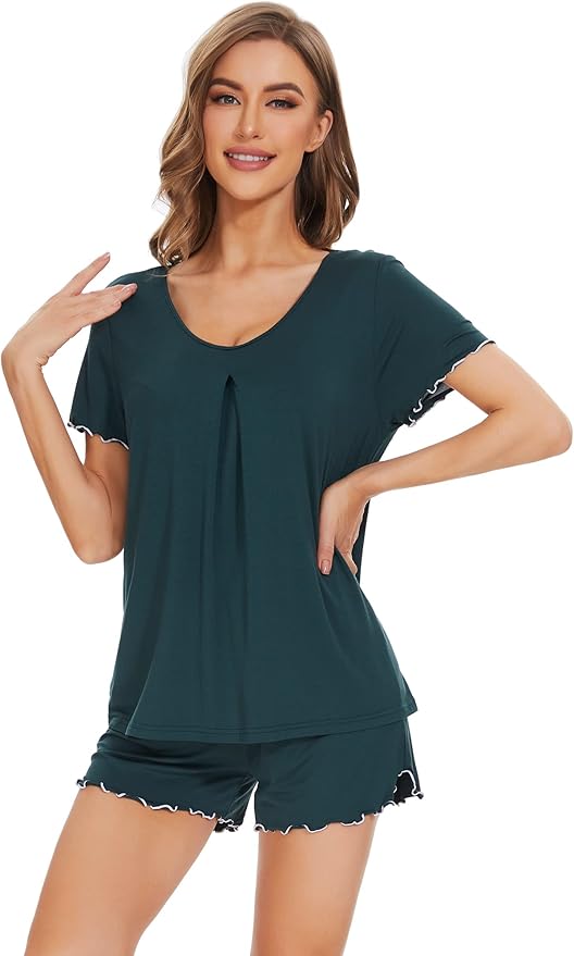 Bamboo Cooling Shorts Pajama Set - Short Sleeve - 2 Piece