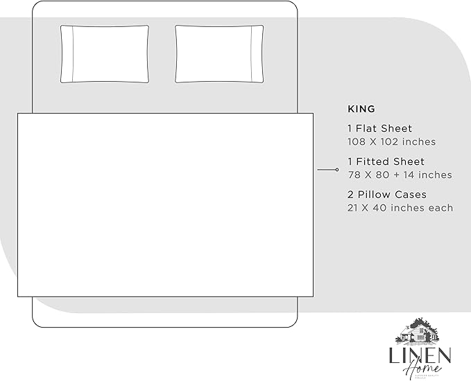 100% Cotton Bed Sheet Set - King - 4 Piece