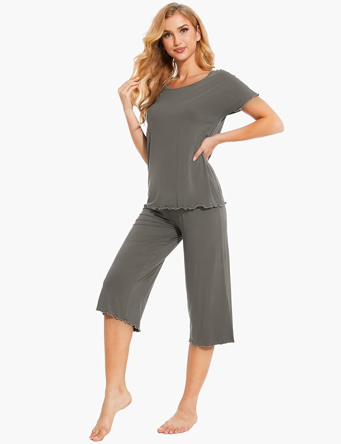 Bamboo Capri Pajama Set - Short Sleeve - 2 Piece
