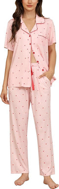 Women's Pants Pajama Set - Short Sleeve - 2 Piece