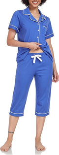 Women's 100% Cotton Capri Pajama Set - Short Sleeve - 2 Piece