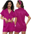 Satin Shorts Pajama Set - 3 Piece