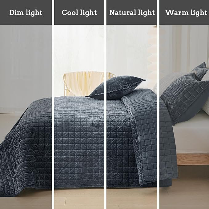 Velvet Quilt Set - California King - 3 Piece