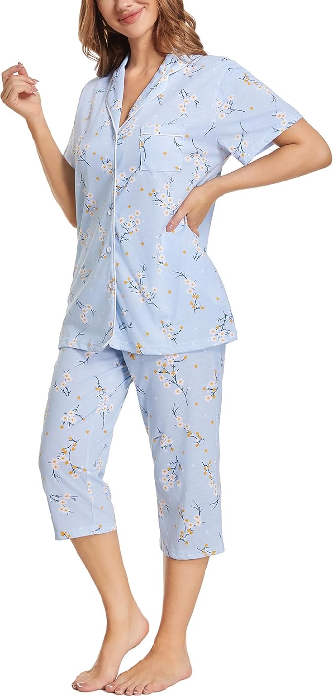 Capri Pajama Set - Short Sleeve - 2 Piece