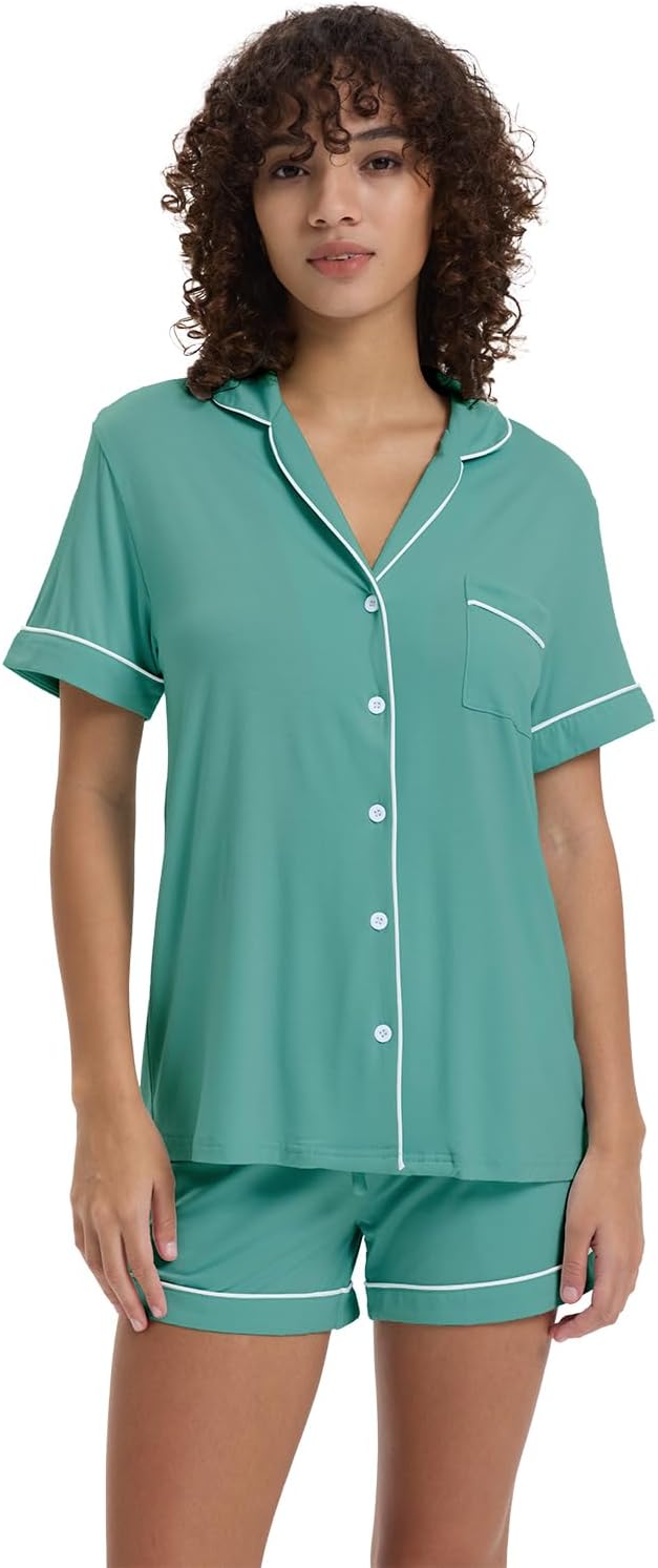 Women's Bamboo Cooling Pajama Set - Short Sleeve - 2 Piece