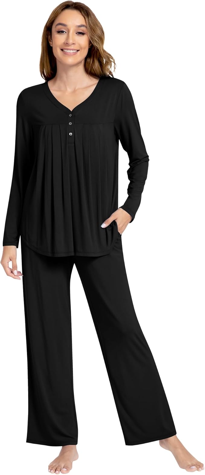 Women's Bamboo Pants Pajama Set - Long Sleeve - 2 Piece