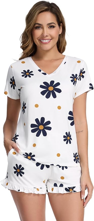 Bamboo Cooling Shorts Pajama Set - Short Sleeve - 2 Piece