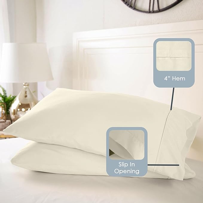 100% Cotton Pillowcase Set - King - 2 Piece