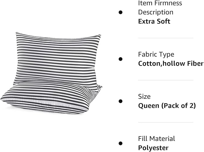 Microfiber Bed Pillow - Queen - 20 x 30 in - 2 Pack