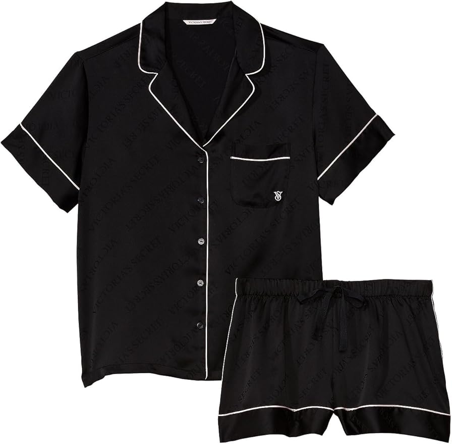 Women's Satin Shorts Pajama Set - Short Sleeve - 2 Piece