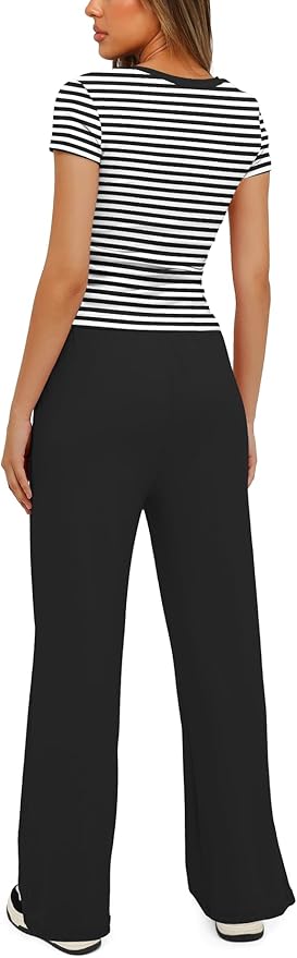 Women's Loungewear Set - Short Sleeve - Pants - 2 Piece