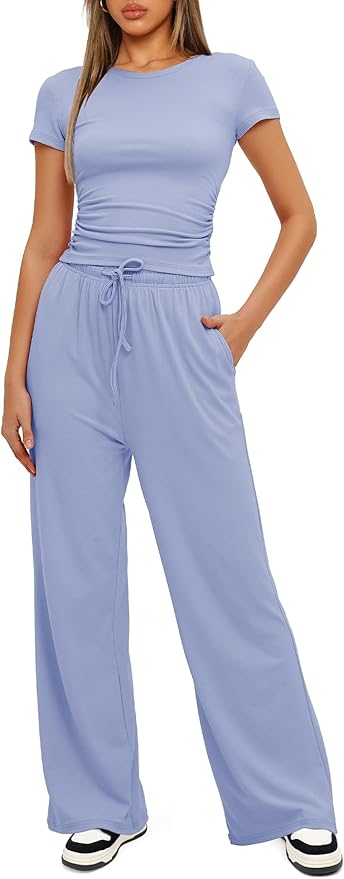 Women's Loungewear Set - Short Sleeve - Pants - 2 Piece