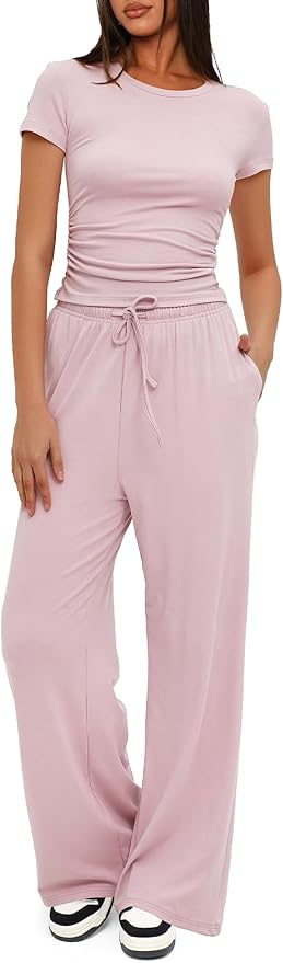 Women's Loungewear Set - Short Sleeve - Pants - 2 Piece