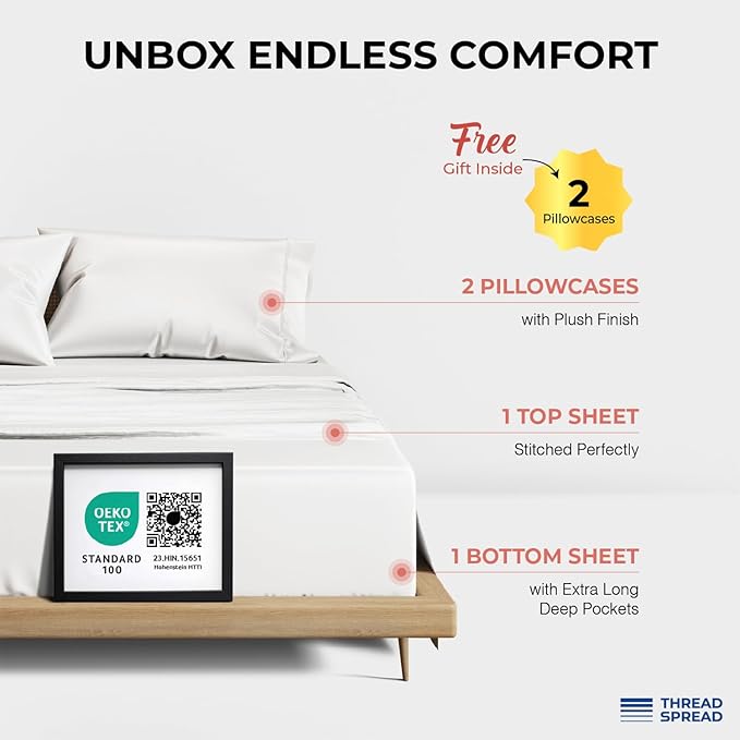 Cooling Bed Sheet Set - Queen - 4 Piece