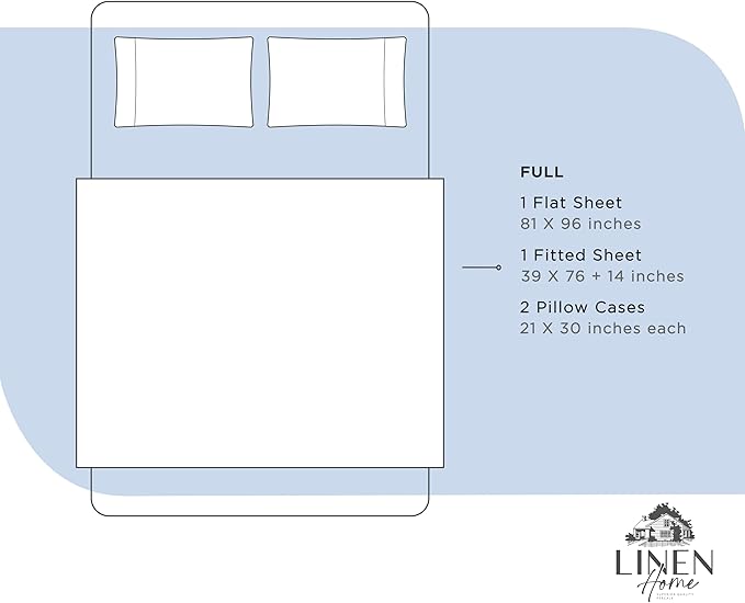 100% Cotton Bed Sheet Set - Full - 4 Piece