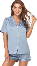 Women's Satin Pajama Set - Short Sleeve - 2 Piece