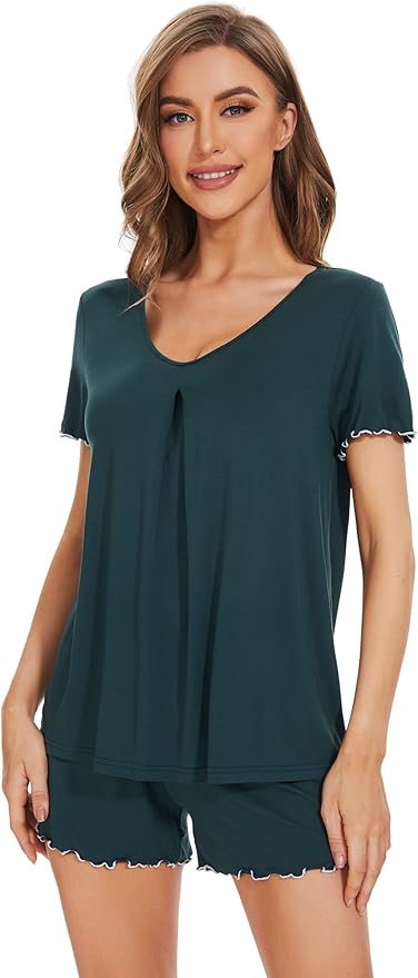 Bamboo Cooling Shorts Pajama Set - Short Sleeve - 2 Piece