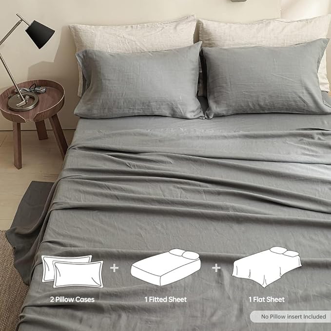 Linen Bed Sheet Set - Full - 4 Piece