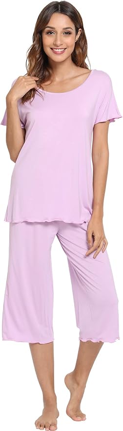 Bamboo Capri Pajama Set - Short Sleeve - 2 Piece