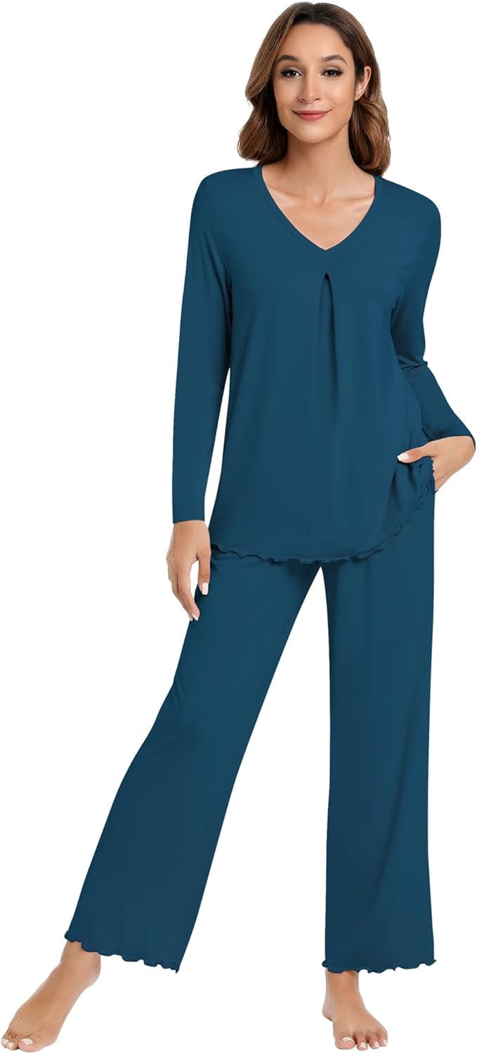 Women's Bamboo Pants Pajama Set - Long Sleeve - 2 Piece