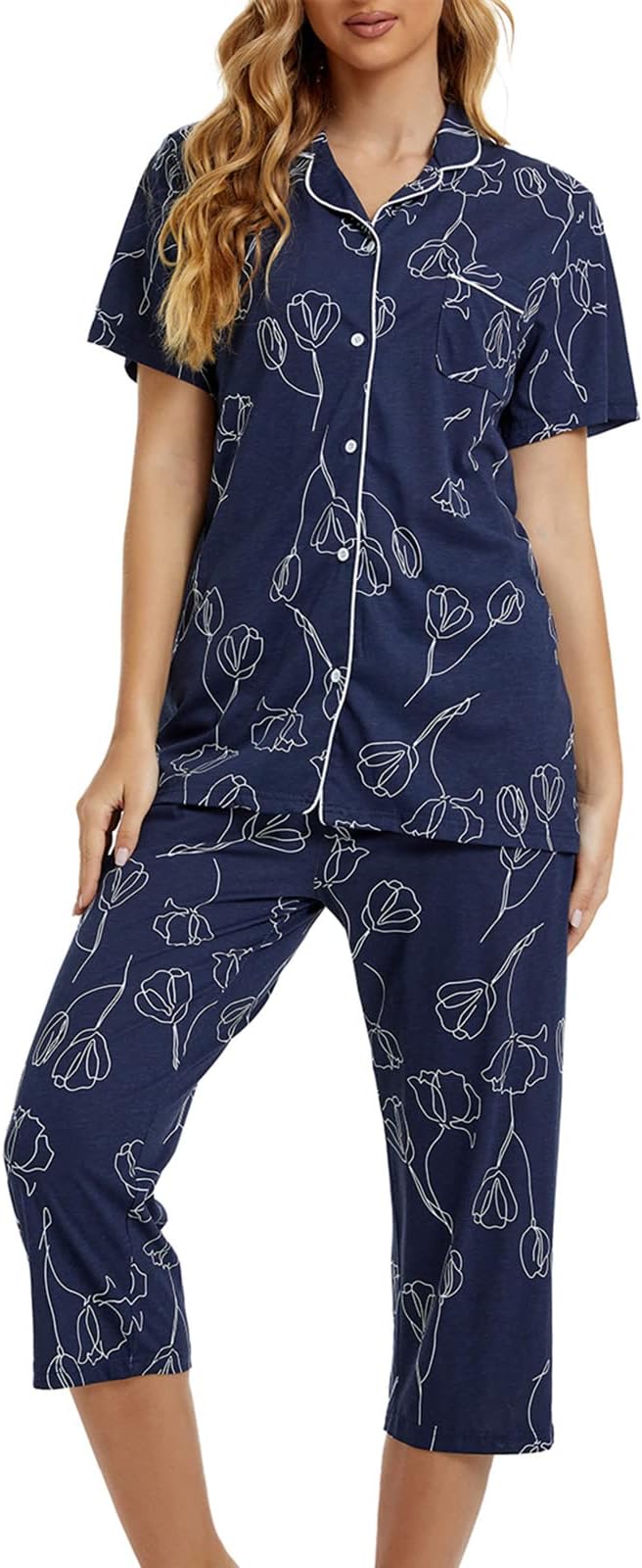 Capri Pajama Set - Short Sleeve - 2 Piece