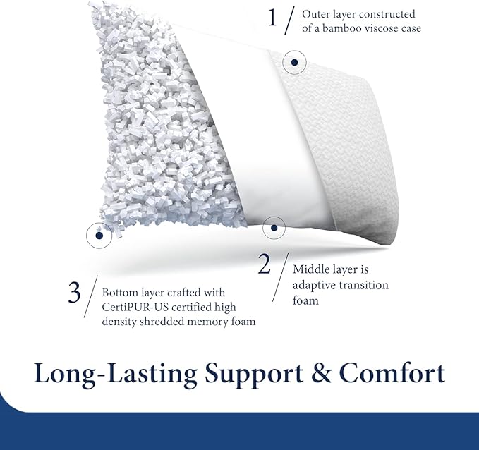 Bamboo Bed Pillow - King - 2 Pack