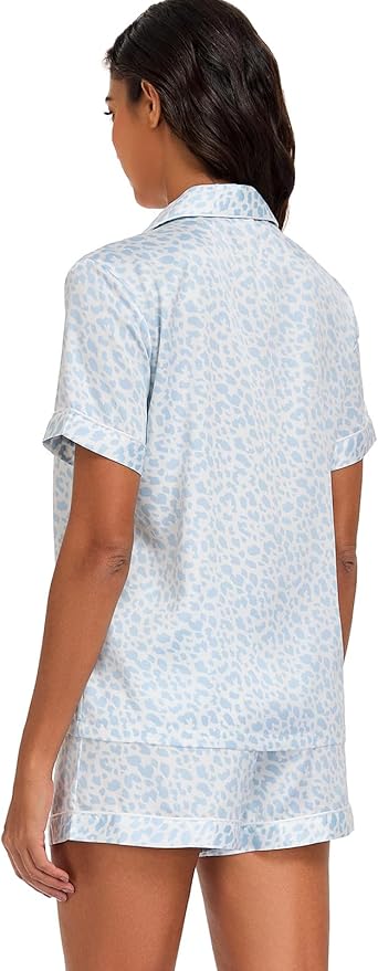 Women's Satin Pajama Set - Short Sleeve - 2 Piece
