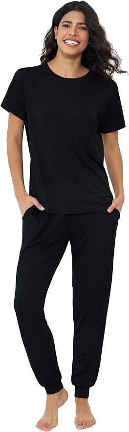 Women's Bamboo Pants Pajama Set - Short Sleeve - 2 Piece