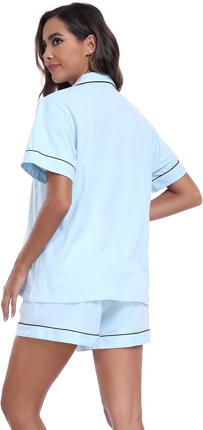 100% Cotton Pajama Set - Short Sleeve - 2 Piece