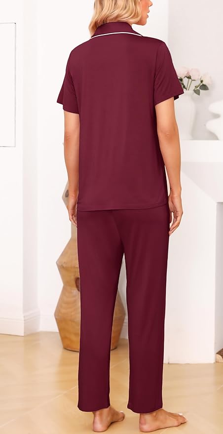 Women's Pants Pajama Set - Short Sleeve - 2 Piece