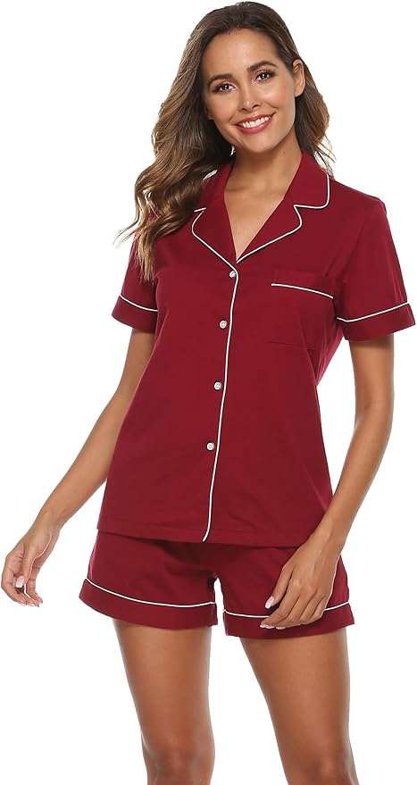 100% Cotton Pajama Set - Short Sleeve - 2 Piece