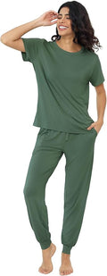 Women's Bamboo Pants Pajama Set - Short Sleeve - 2 Piece