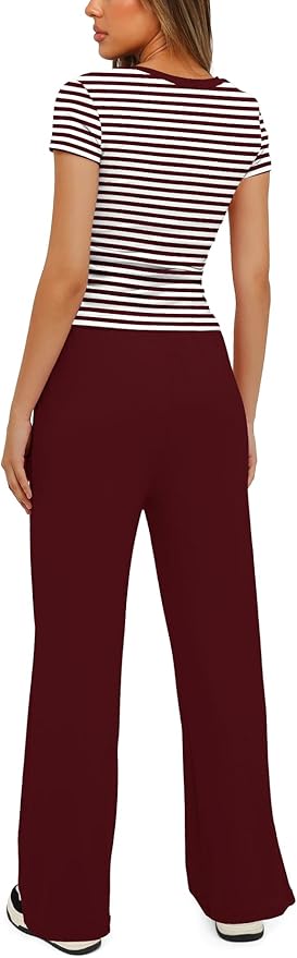 Women's Loungewear Set - Short Sleeve - Pants - 2 Piece