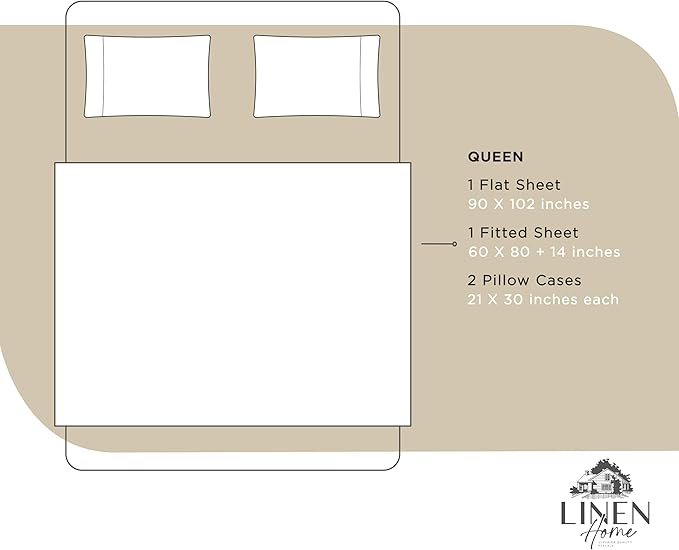 100% Cotton Bed Sheet Set - Queen - 4 Piece