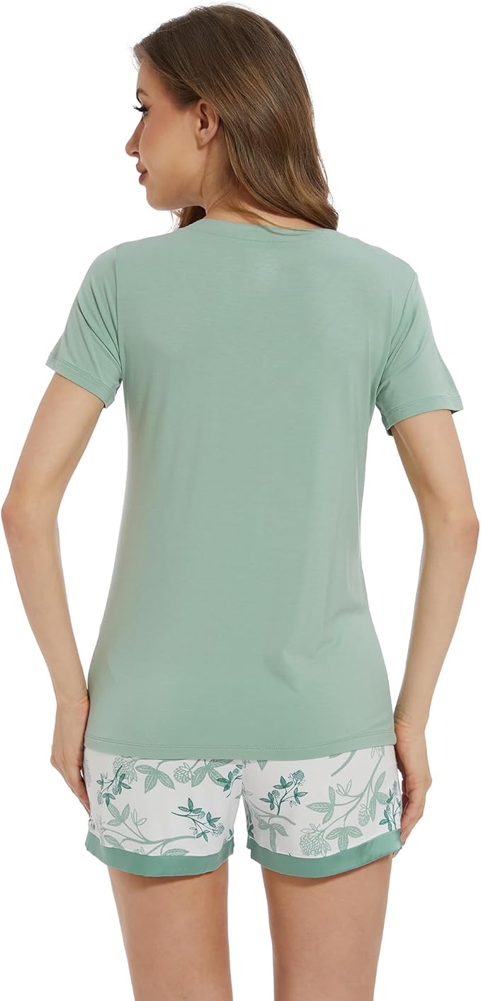 Women's Bamboo Cooling Pajama Set - Short Sleeve - 2 Piece