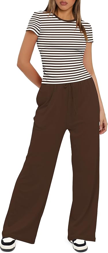 Women's Loungewear Set - Short Sleeve - Pants - 2 Piece