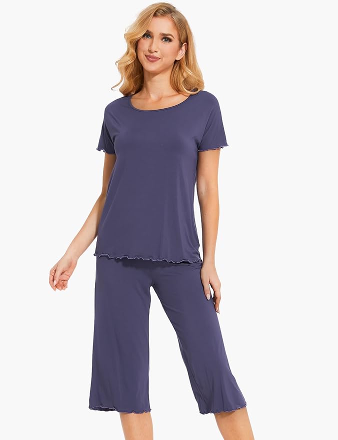 Bamboo Capri Pajama Set - Short Sleeve - 2 Piece