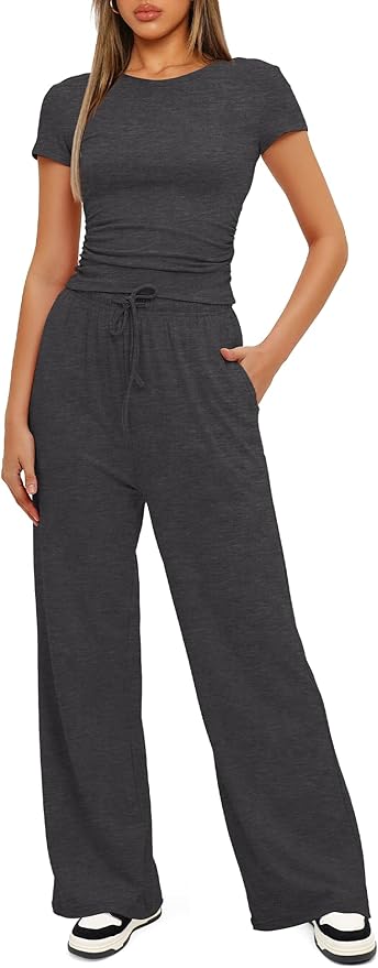 Women's Loungewear Set - Short Sleeve - Pants - 2 Piece