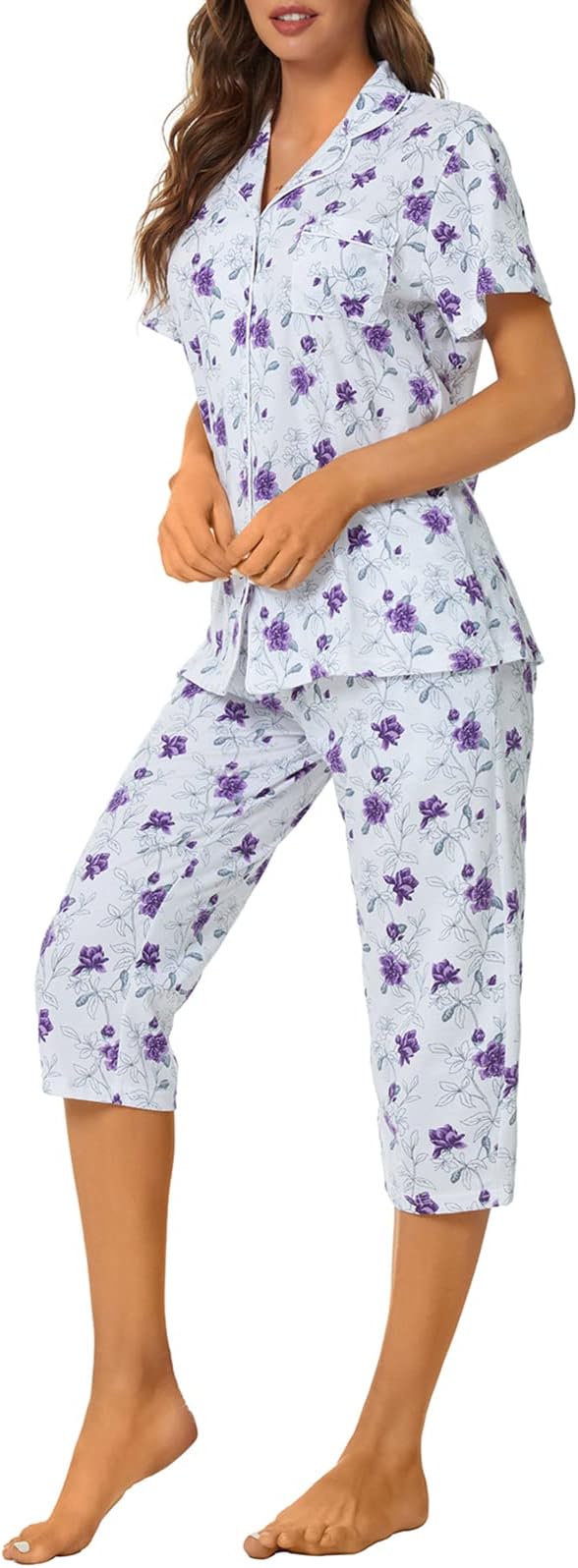 Capri Pajama Set - Short Sleeve - 2 Piece