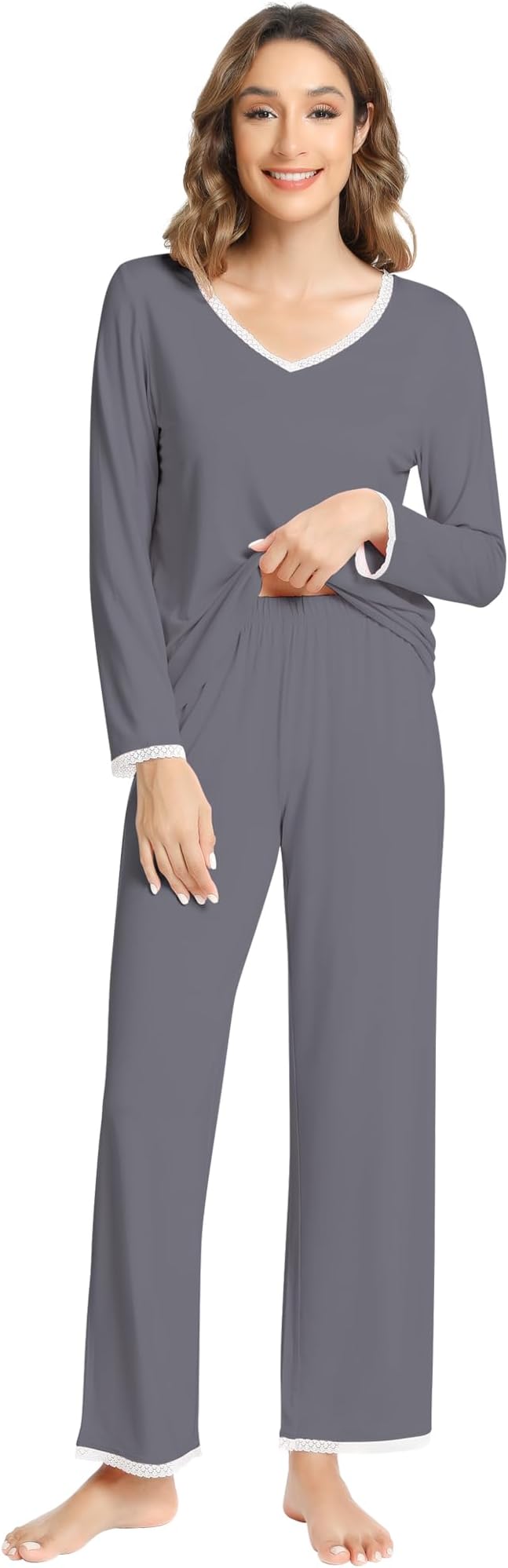 Women's Bamboo Pants Pajama Set - Long Sleeve - 2 Piece