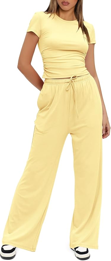 Women's Loungewear Set - Short Sleeve - Pants - 2 Piece