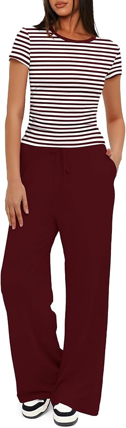 Women's Loungewear Set - Short Sleeve - Pants - 2 Piece