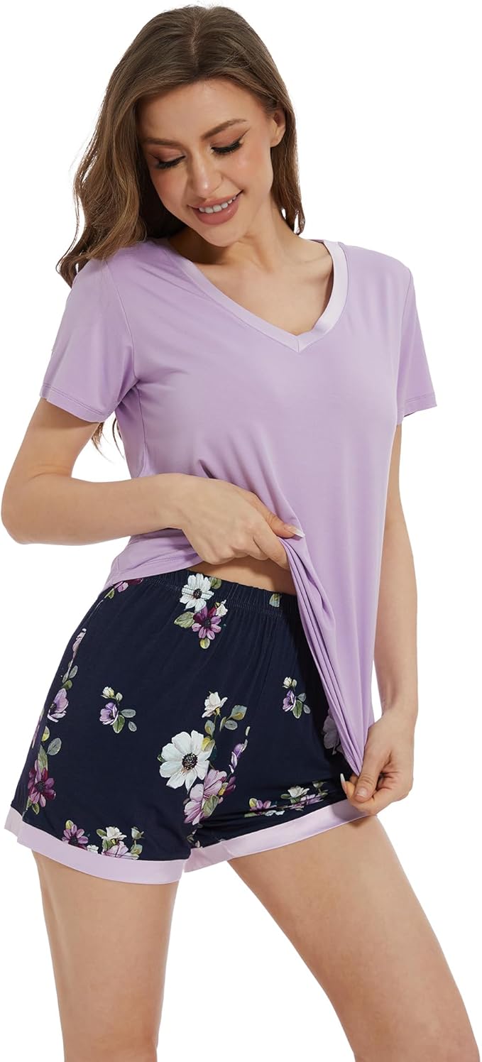 Women's Bamboo Cooling Pajama Set - Short Sleeve - 2 Piece
