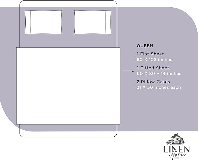 100% Cotton Bed Sheet Set - Queen - 4 Piece