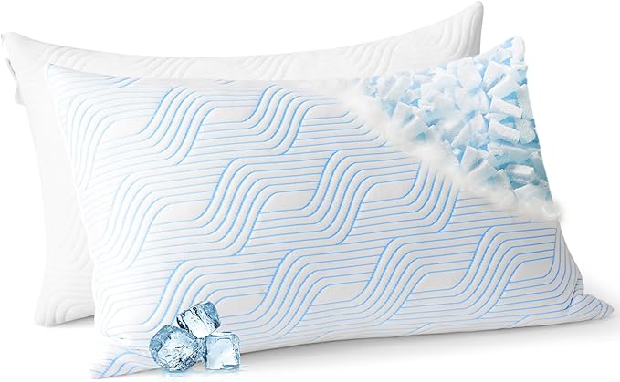 Memory Foam Cooling Bed Pillow - Queen - 2 Pack