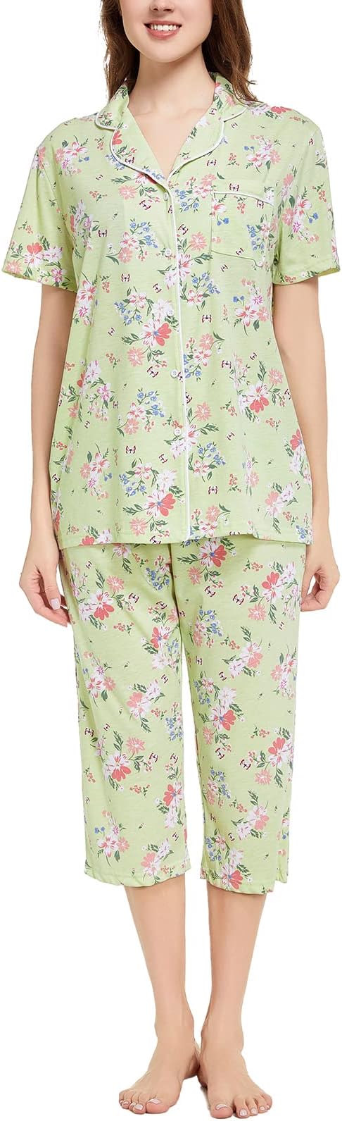 Capri Pajama Set - Short Sleeve - 2 Piece