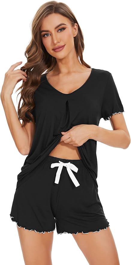 Bamboo Cooling Shorts Pajama Set - Short Sleeve - 2 Piece