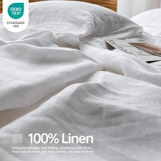 Linen Bed Sheet Set - Queen - 6 Piece