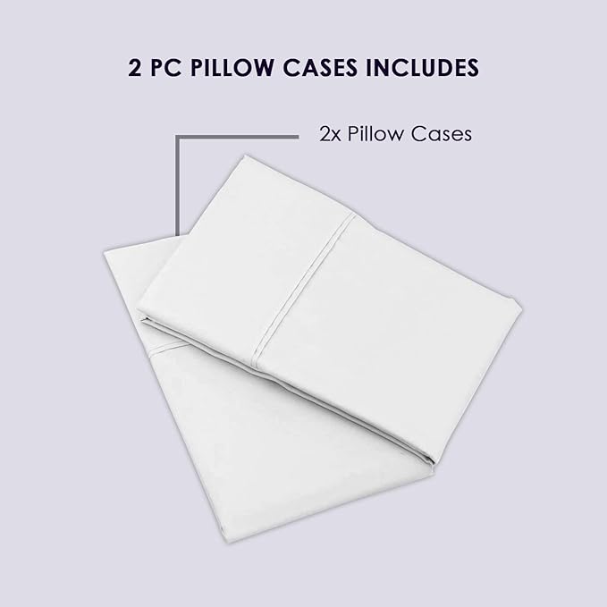 100% Cotton Pillowcase Set - King - 2 Piece