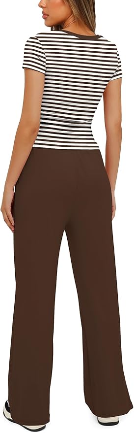 Women's Loungewear Set - Short Sleeve - Pants - 2 Piece